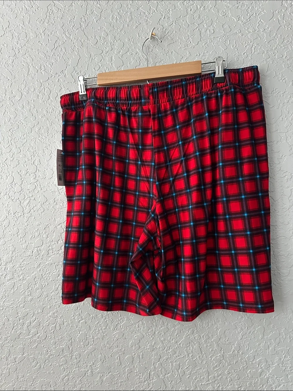 Jockey Red Plaid Swim Trunks with Blue Drawstring